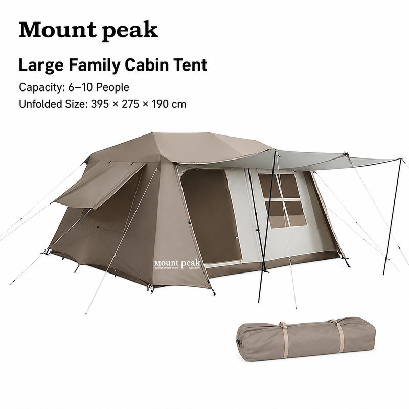 Mount Peak Village 13 Automatic Camping Tent, Silver Coated Waterproof Family Khemah Unta Large Space Luxury Camping