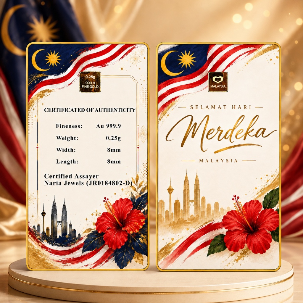 Naria 999.9/24K Gold Bar 0.25gm Merdeka 2026 Design Edisi Hari Kebangsaan Ke-69&hellip;