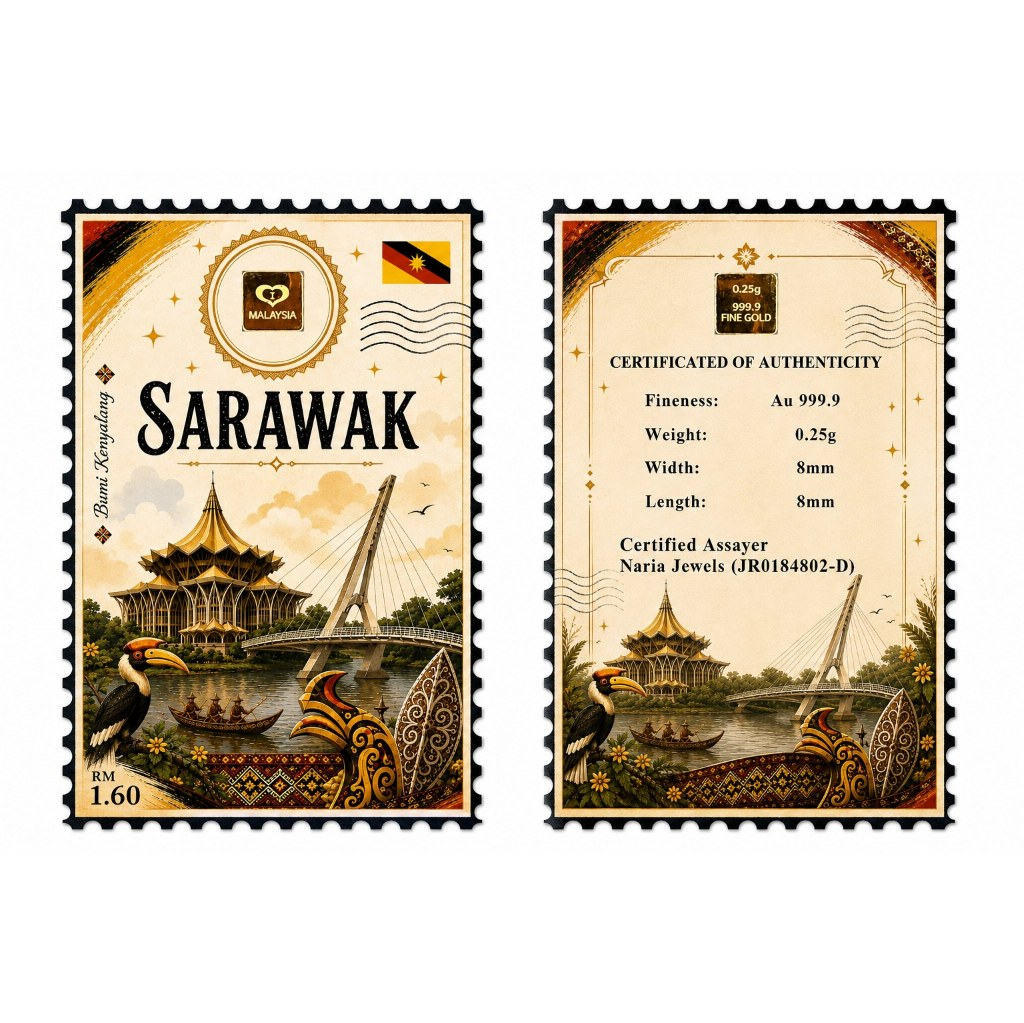 Naria 999.9/24K Gold Bar 0.25gm Negeri Sarawak Ver 3 2026 Design Emas&hellip;