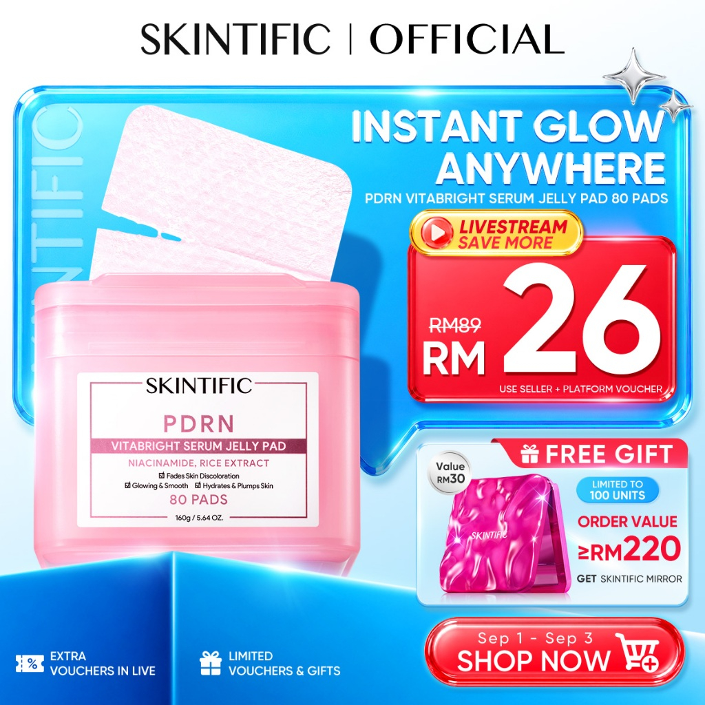 SKINTIFIC PDRN VitaBright Jelly Pad Niacinamide Instant Glowing Fade Skin Hydrated Makeup Base Toner