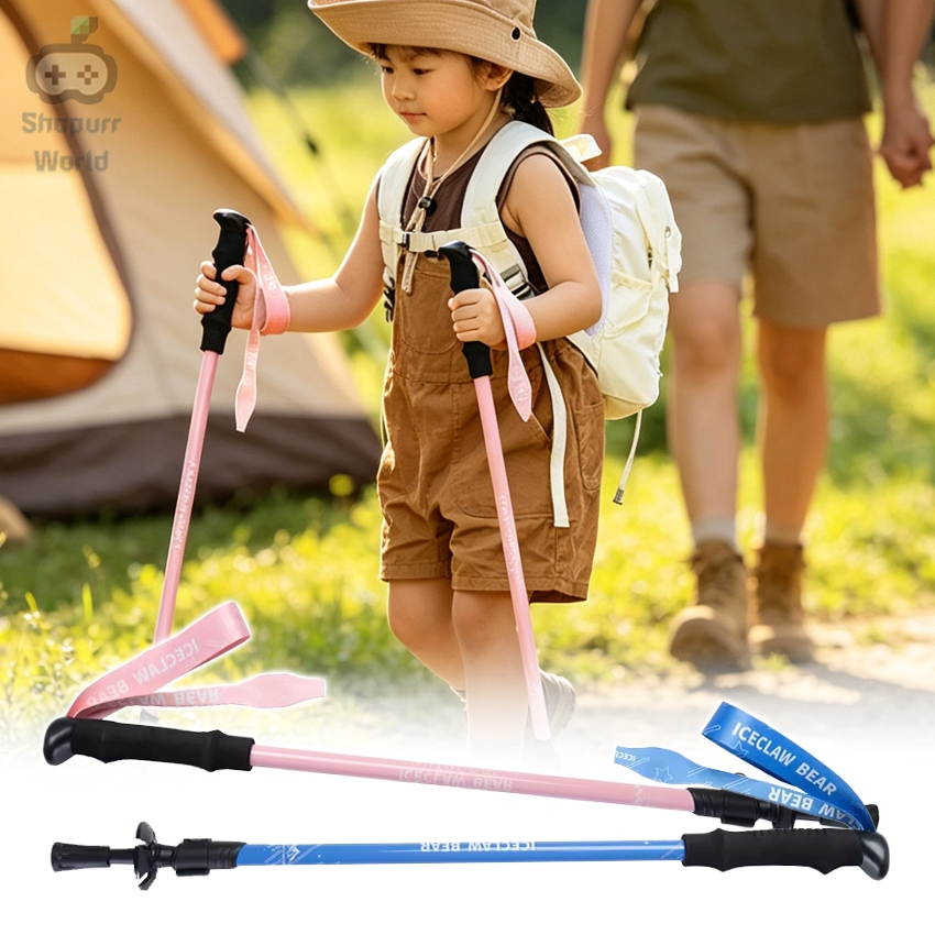 Tongkat Trekking Kanak-Kanak Teleskopik 60-100cm Aloi Aluminium Ringan Kunci Luaran Untuk Hiking