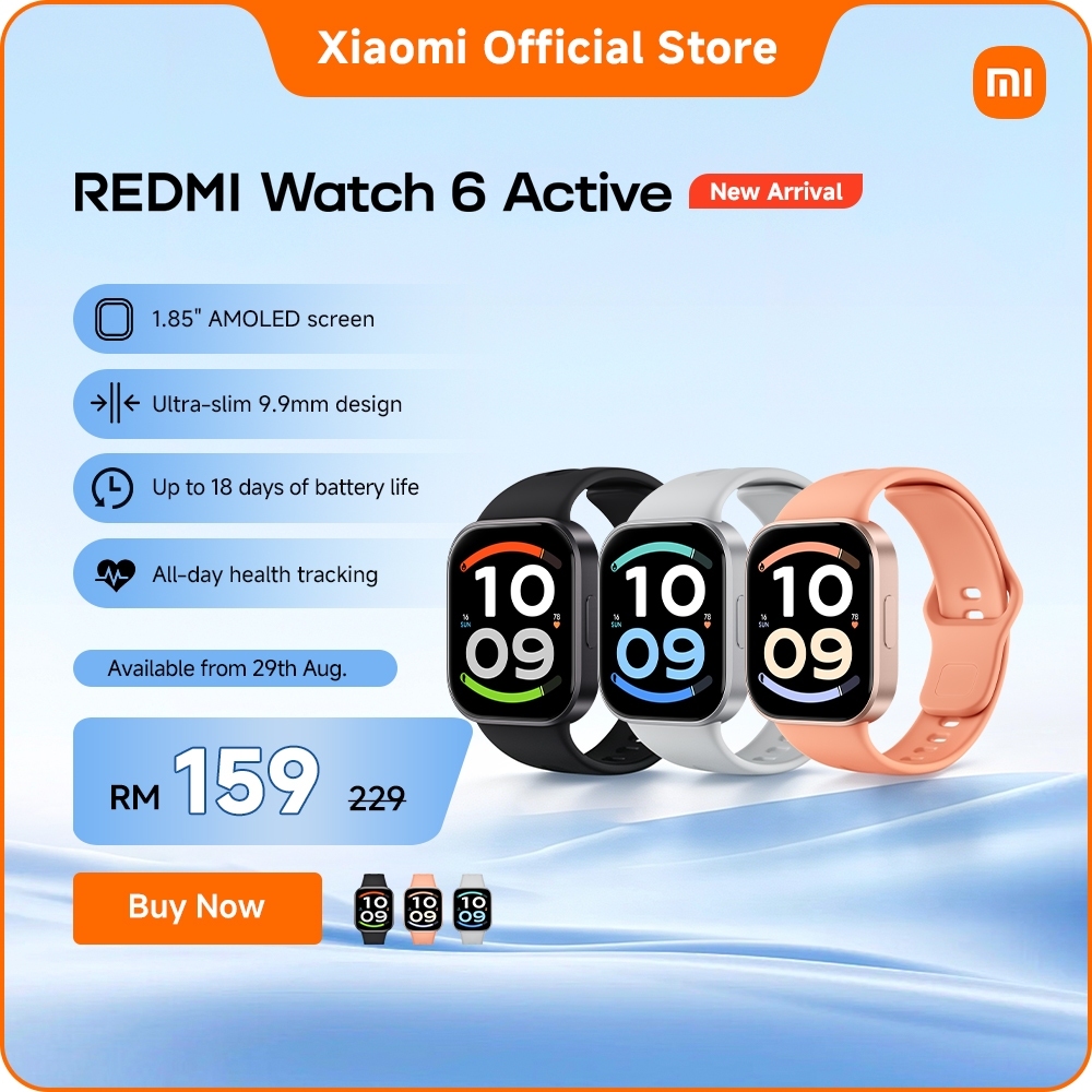 New REDMI Watch 6 Active | 1.85" AMOLED, Bluetooth Calling, 18 Days Battery, 140+ Sports Modes, Heart Rate & SpO2