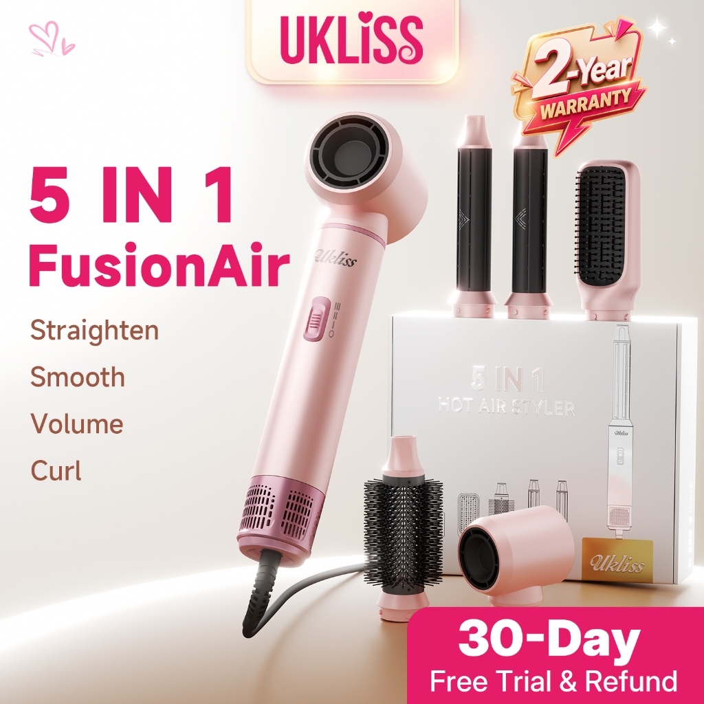 UKLISS Hair Dryer Brush 5 In 1 Multifunctional Comb Automatic Styler Hair Curler Straightener 630 Million Negative Ions
