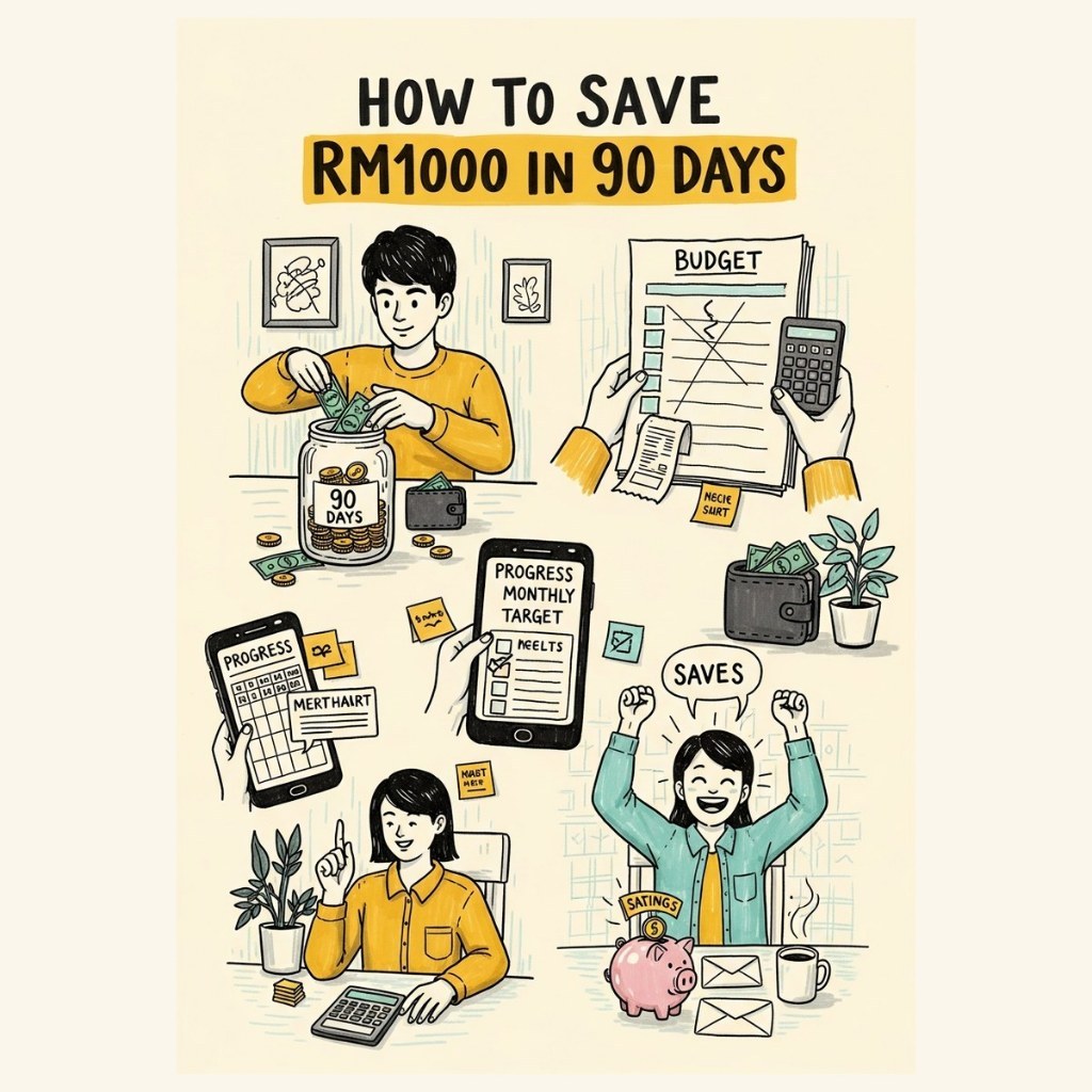 Ebook How to Save RM1,000 in 90 Days Even If You're Bad With Money (PDF, English)