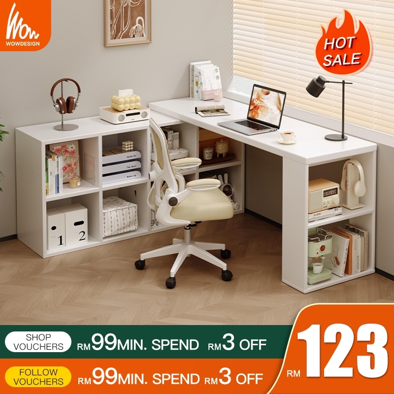 Study Table Meja Belajar With Storage Cabinet L-shape Table Computer Table Corner Desk Office Table With Bookshelf