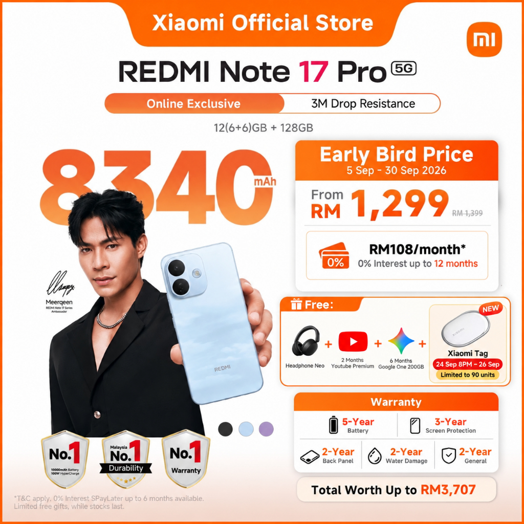 [NEW | ONLINE EXCLUSIVE] REDMI Note 17 Pro 5G 6GB+128GB Smartphone | 8340mAh battery with 67W HyperCharge