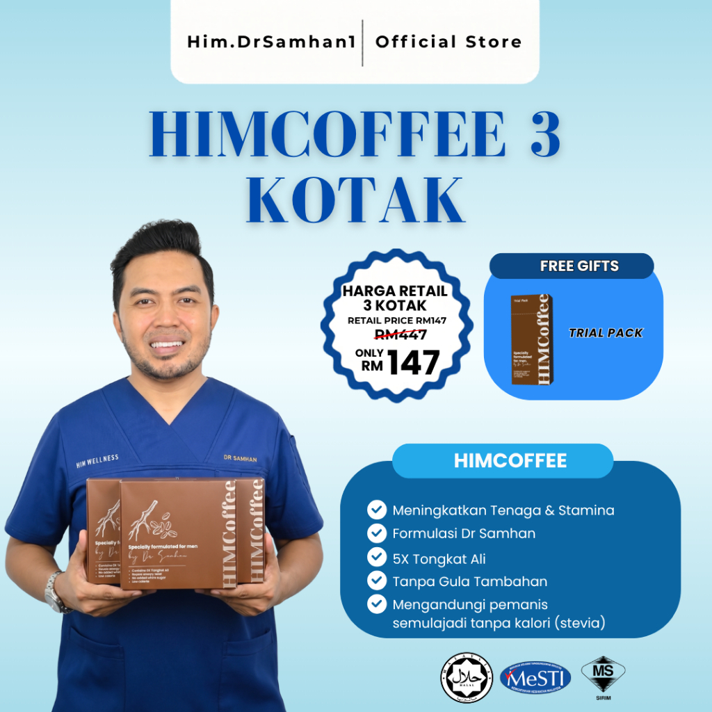 HIMCoffee 3 Kotak Dr Samhan Kopi Herba Lelaki & Tongkat Ali Halal Himwellness