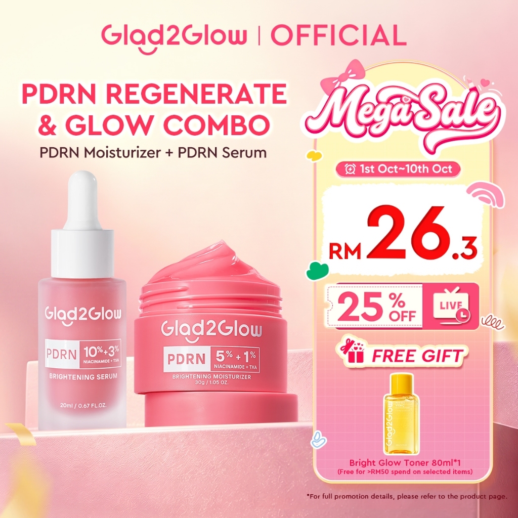 [LIVE EXTRA]Glad2Glow PDRN 10% NIACINAMIDE 3% TXA BRIGHTENING SERUM 3in1 Glow Brighten Fades Dark Spots Plumps