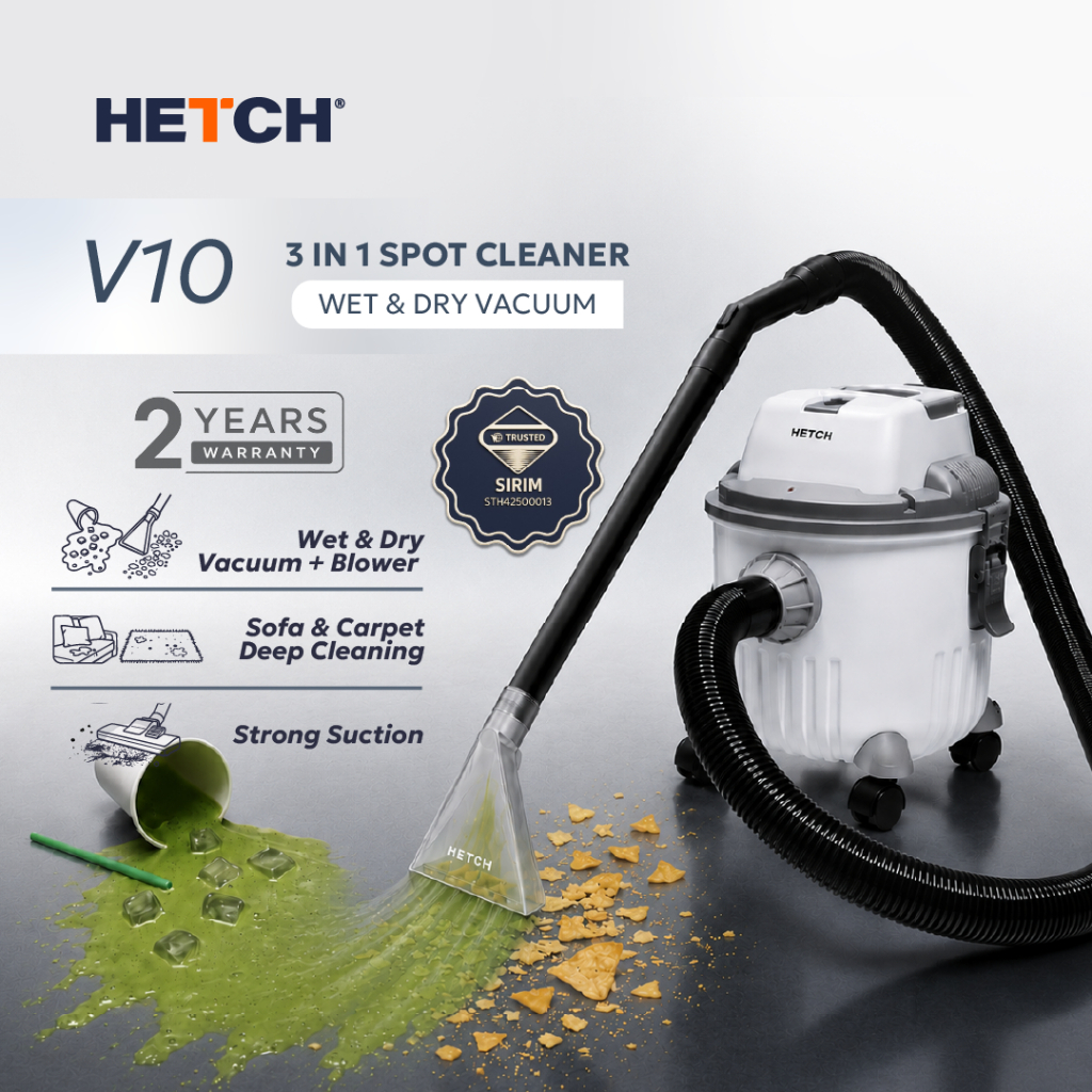 HETCH V10 Wet & Dry Vacuum Cleaner Vakum Basah & Kering Pembersih Permaidani DVC-1422-HC Carpet Fabric Spot Cleaner