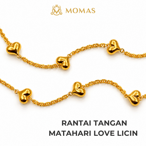 MOMAS RANTAI TANGAN MATAHARI LOVE LICIN Emas 916 Tulen Rantai Tangan Emas 916 Rantai Tangan Emas 916 Tulen Emas 916