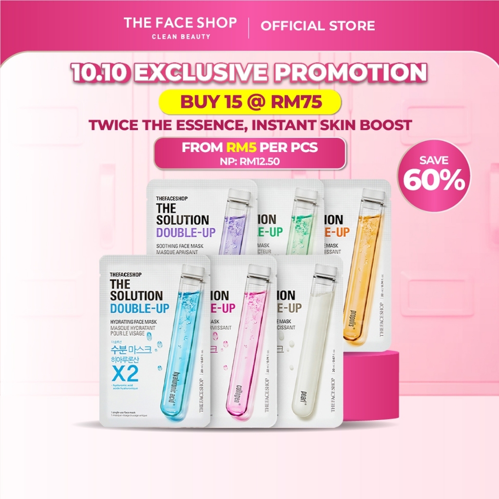 [THE FACE SHOP Official] The Solution Double Up Face Mask Sheet, Masker Muka 面膜, Korean Sheet Mask
