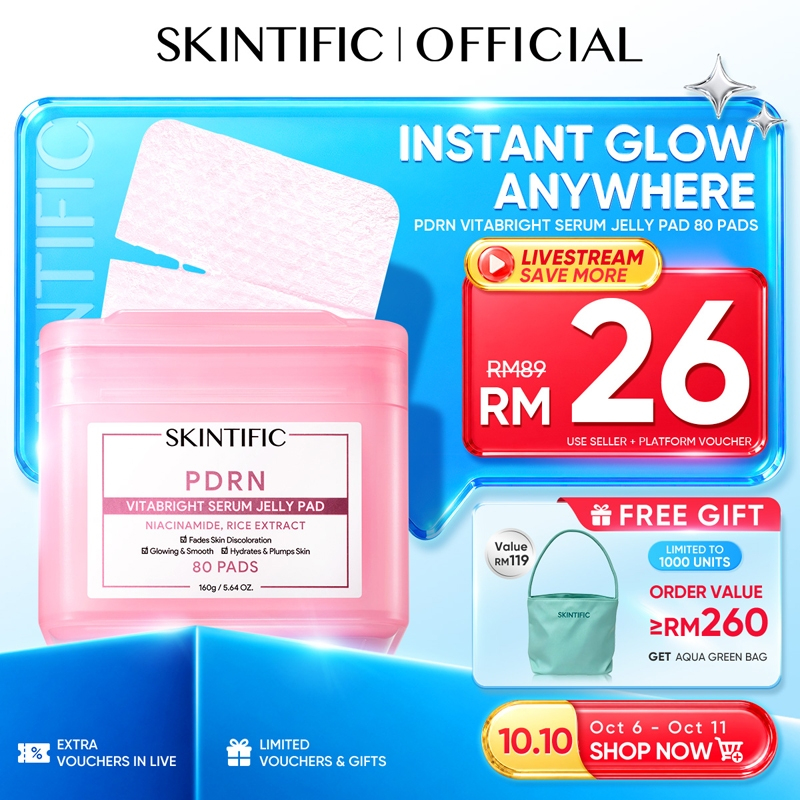SKINTIFIC PDRN VitaBright Jelly Pad Niacinamide Instant Glowing Fade Skin Hydrated Makeup Base Toner