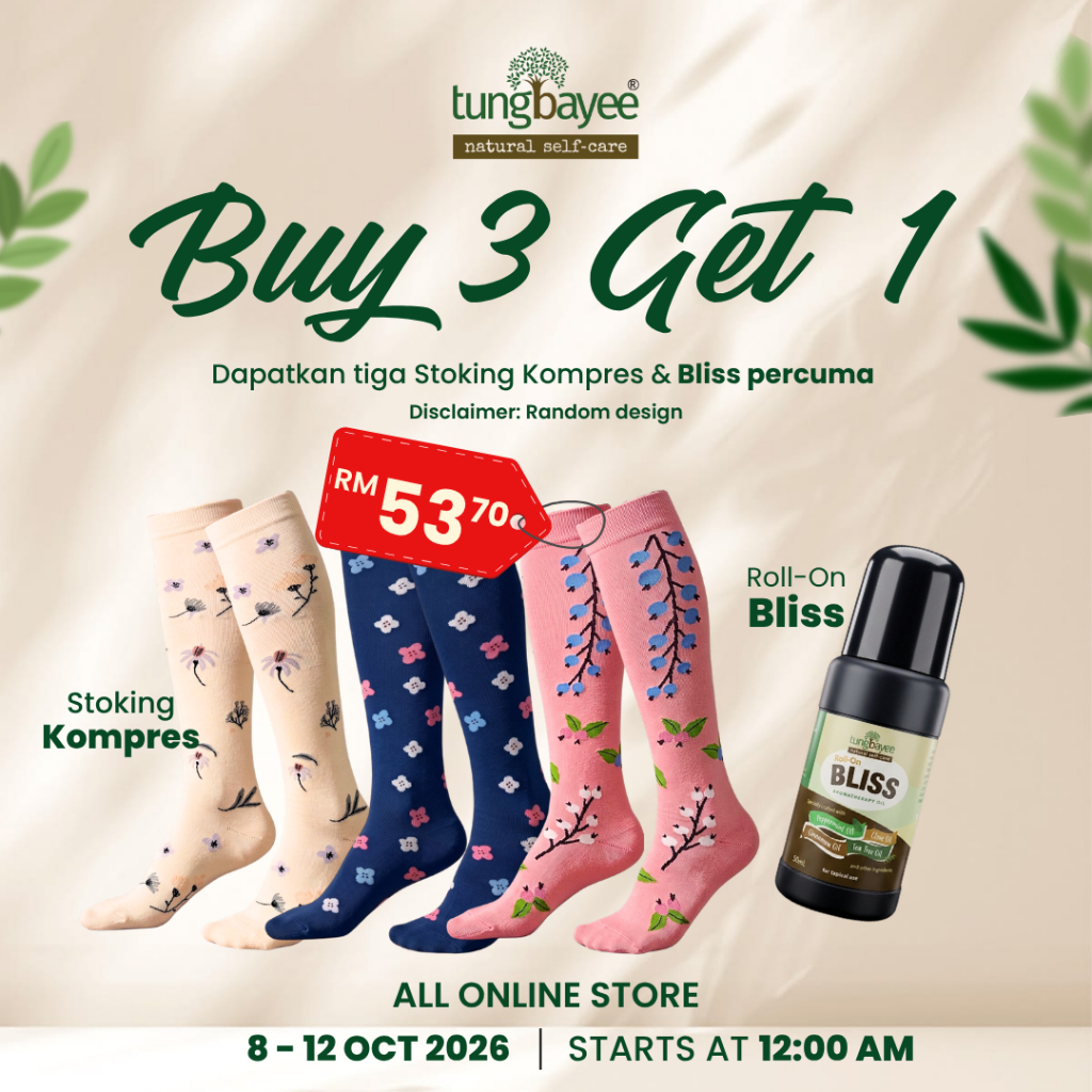Tungbayee Compression Support Socks | Stoking Kompres Kaki Lenguh & Bengkak | Berdiri Lama Travel