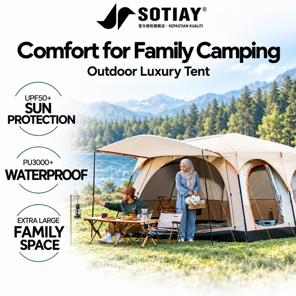 Khemah Camping Waterproof Tent Khemah Unta Besar Kemah Hitam Besar Family Tent Large Outdoor 5 8 12 person