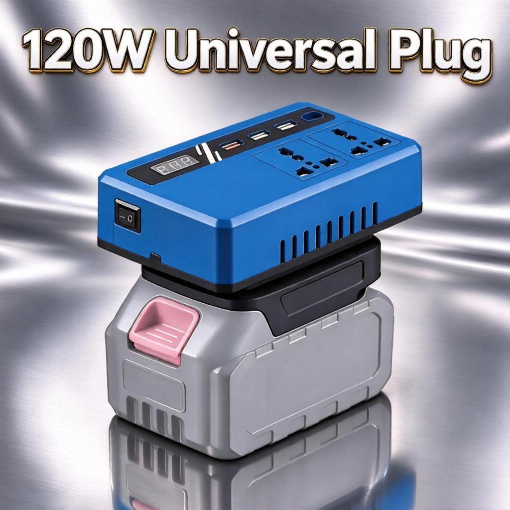 120W Portable LED Power Inverters for 20V Battery Inverter 20v to 220v Converter with Dual USB,AC Outlet and Type-C