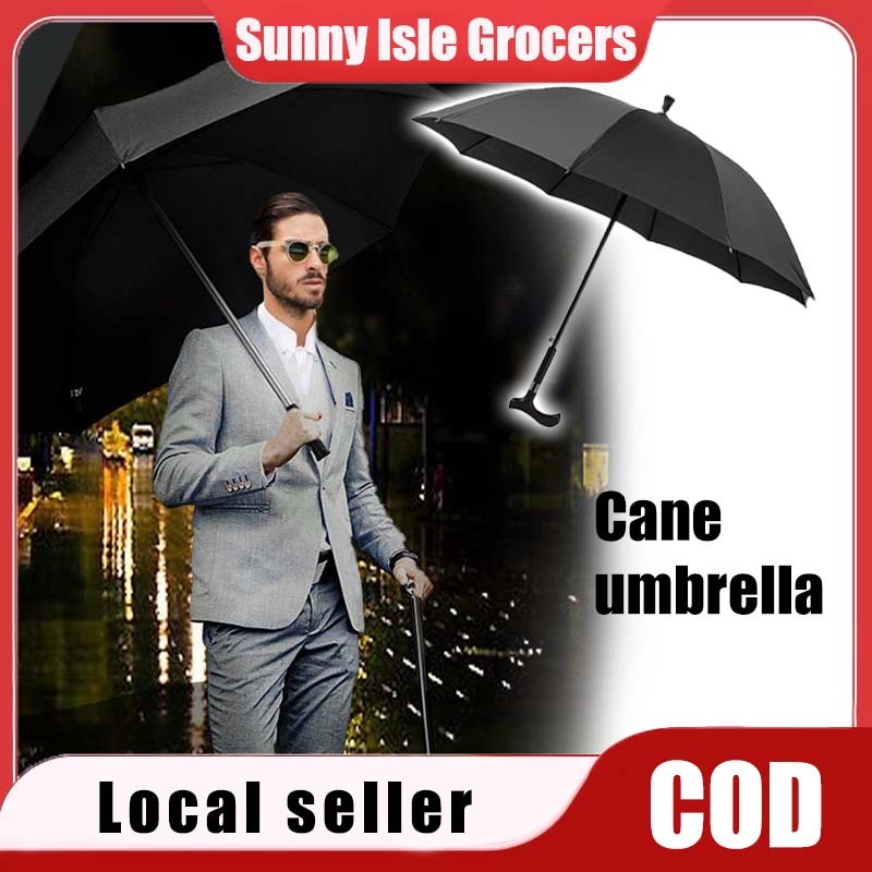 Anti-Slip Elderly Walking Stick Umbrella - Tongkat Payung Kukuh 2-in-1 Tahan Angin untuk Keselamatan