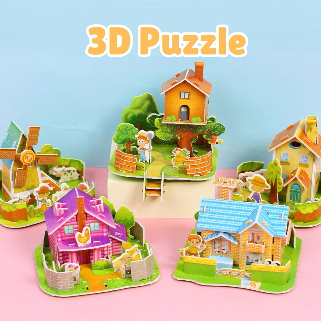 【Local Seller】3D DIY Jigsaw Puzzle Ocean Castle House Hard Paper ART Craft Early Learning Children Kids Educational TOYS
