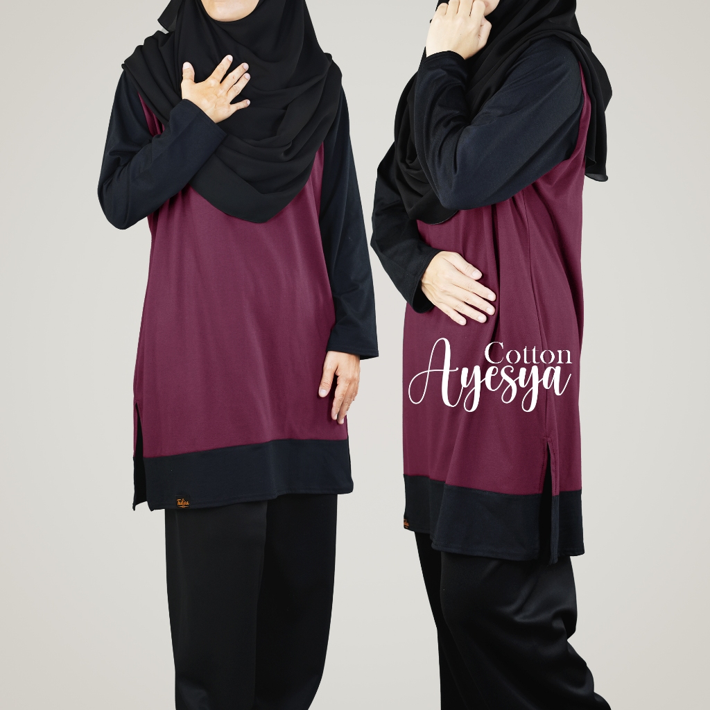 TUDIAA AYESYA / Muslimah Tshirt / Tshirt Kapas (Cotton) / Labuh / Plus Size / Baju Muslimah