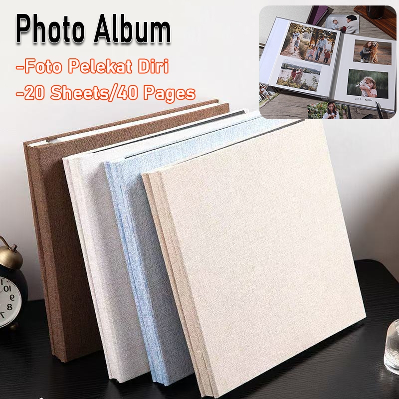 Self Adhesive Photo Album 20 Sheets/40 Pages Linen DIY Photo Book Photobook Scrapbook Wedding Baby Album Gift相册
