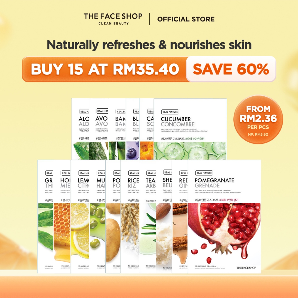 [Shopee No.1 Daily Mask] [THE FACE SHOP Official] Real Nature Mask Sheet Facial Masker Muka 面膜 Korea