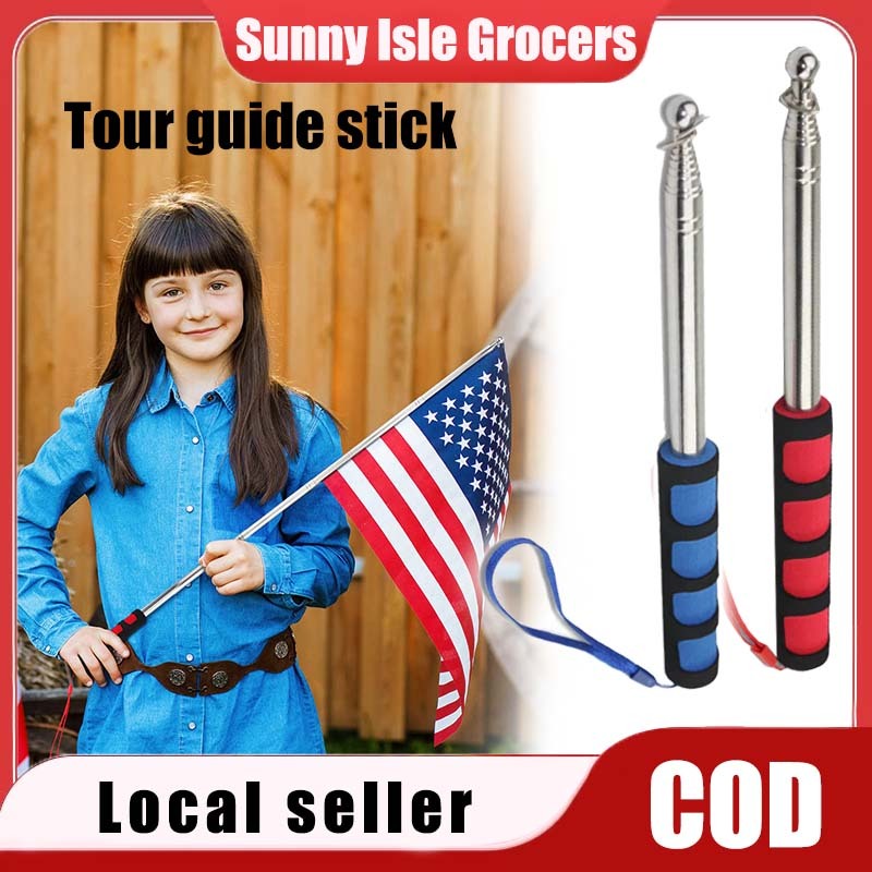 1.6m/2m Telescopic Handheld Flagpoles Portable Tour Guide Flag Pole for Tour Guides and Teachers