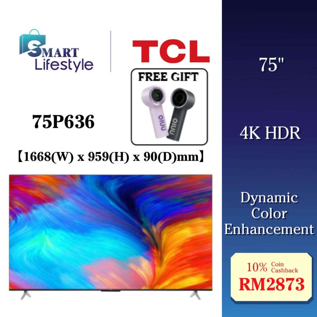 [FREE SHIPPING + GIFT MINIFAN ] TCL Google TV (50") 50P7K /(55")55P61K /(65") 65P61L /(75") 75P636 /75P755/75P61L+S45H