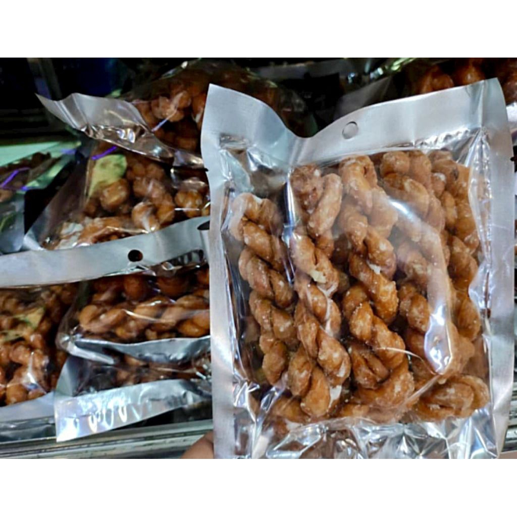槟城福禄寿麻佬白芝麻香脆米香辫子油枝传统饼 Penang Hock Lok Siew Traditional Rope Ribbon White Sesame Rice Biscuit Crackers Biskut Gulung
