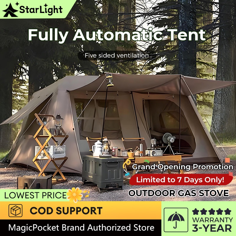 Magic pocket 13 Automatic/Manual Camping Tent Sliver Coated Waterproof Family Khemah Unta Large Space Glamping