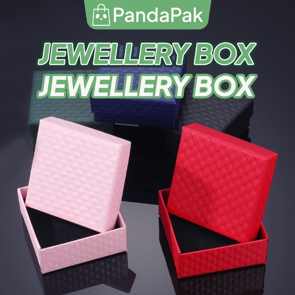 Kotak Barang Kemas PU Leather Diamond Texture Jewellery Box Organizer Hadiah Anting Kalung Cincin