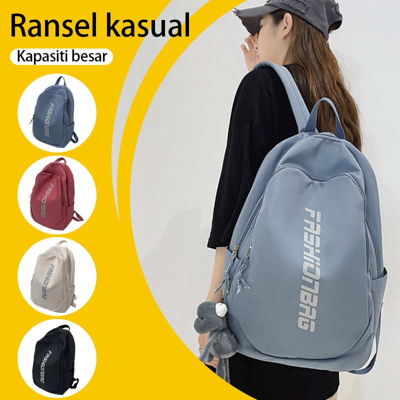 Nylon backpack with pendant, schoolbag for middle and high school students, unisex, large capacity, portable and durable