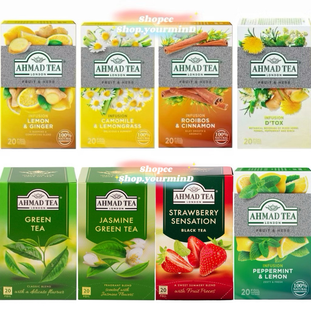 Ahmad Tea?20Tea bag Peach & Passion Fruit/Lemon & Ginger/D’tox/Camomile Lemongrass/Rooibos Cinnamon/Green Tea/Jasmine