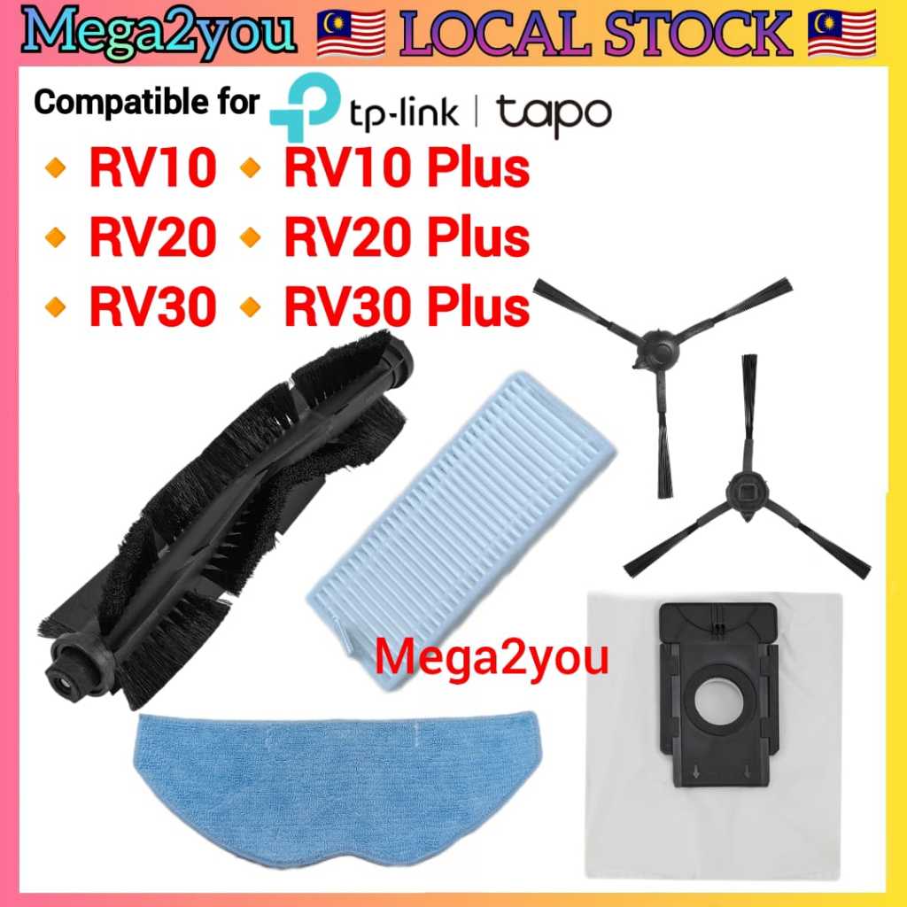 ?? Suitable for TP-Link Tapo Robot Vacuum RV10 RV20 RV30 RV10 Plus RV20 Plus RV30 Plus Accessories Mop Cloth Brush