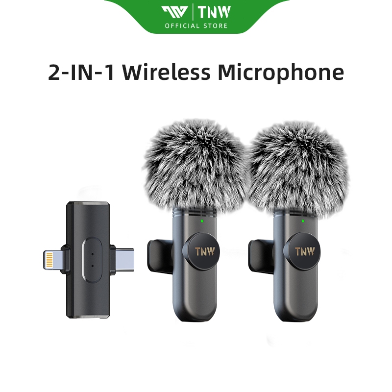 TNW W16/W17 Wireless Lavalier Microphone 2-in-1 Portable Mini Mic for Vlog Recording Live