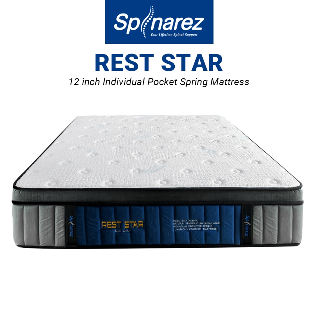 SpinaRez Rest Star Mattress 12 inch Individual Pocket Spring Mattress (King/Queen/Super Single/Single)
