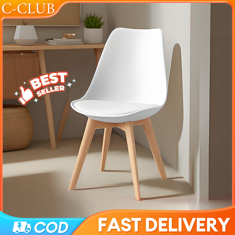 C - Curvy Dining Chair Solid Wood Leg Modern Chair Kerusi Malas Kerusi Belajar Kerusi Pejabat Nordic Eames Chair 餐椅