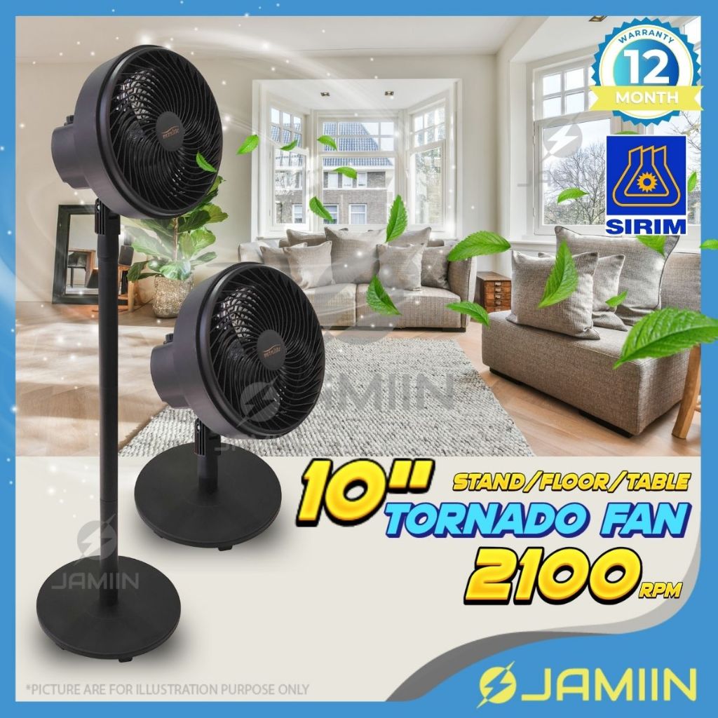 🔥SIRIM MINLITE TORNADO FAN🔥 10" Stand Fan Floor Fan Table Fan Kipas Meja Kipas Berdiri Kipas Angin Asrama High Speed