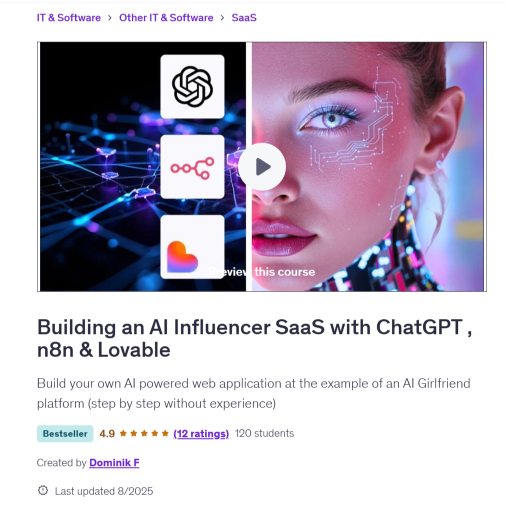 [n8n Video Course] Building an AI Influencer SaaS with ChatGPT , n8n & Lovable | Learn n8n Video Course | Ai Automation