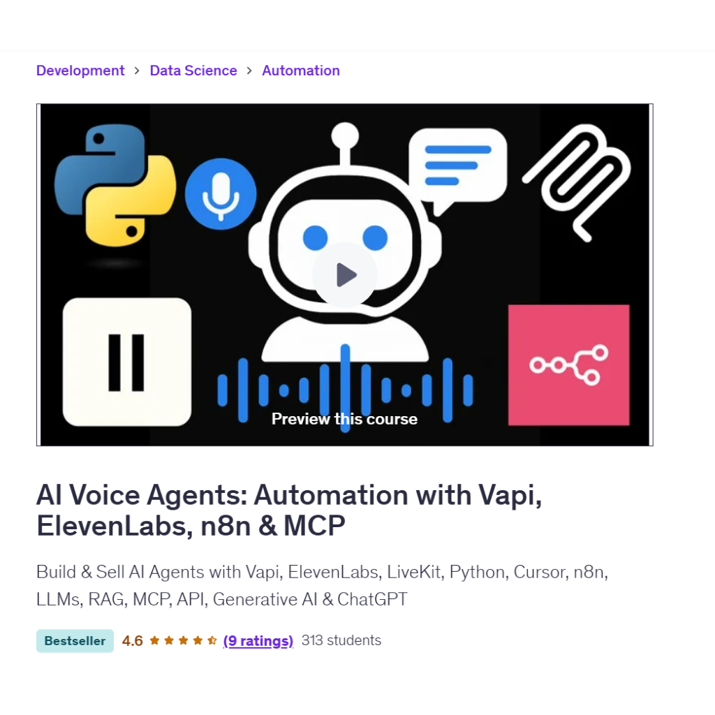 [n8n Video Course] AI Voice Agents: Automation with Vapi, ElevenLabs, n8n & MCP | Learn n8n Video Course | Ai Automation