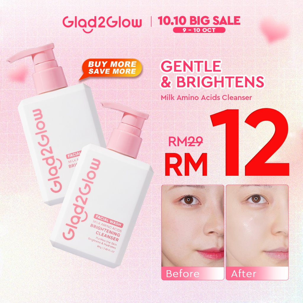 Glad2Glow Milk Amino Acid Gentle Cleanser Face Wash 80ml pencuci muka skincare sabun muka facial wash brightening