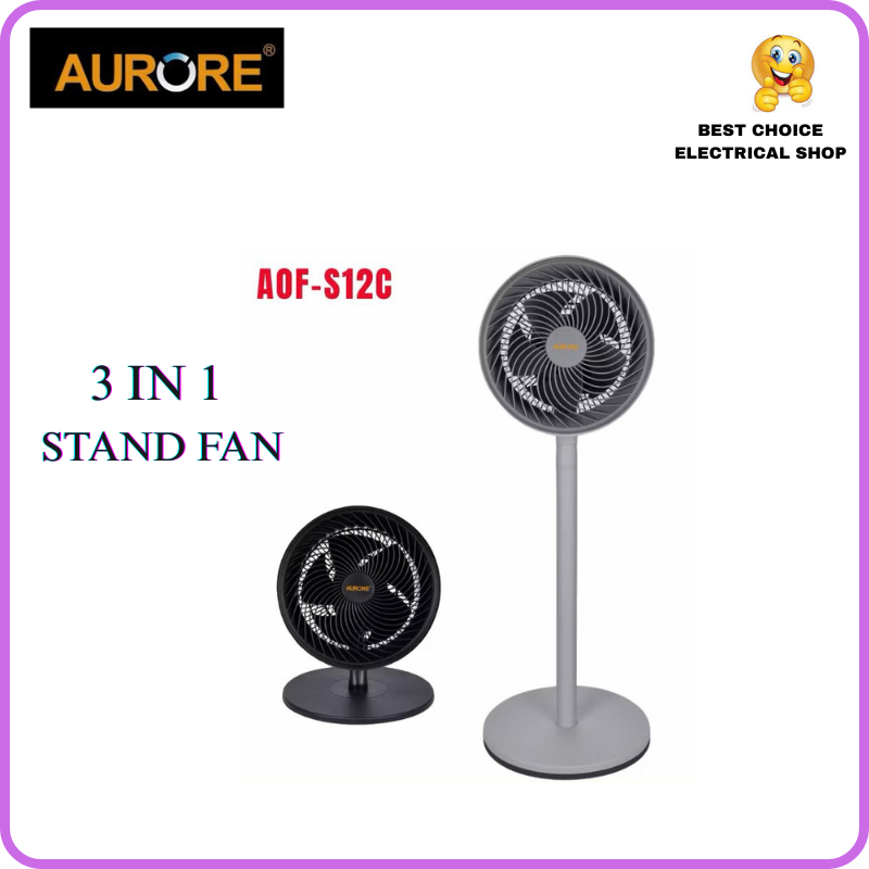 AURORE 3 IN 1 Circulation 12'' Stand Fan/Table Fan / Living Fan / Desk Fan