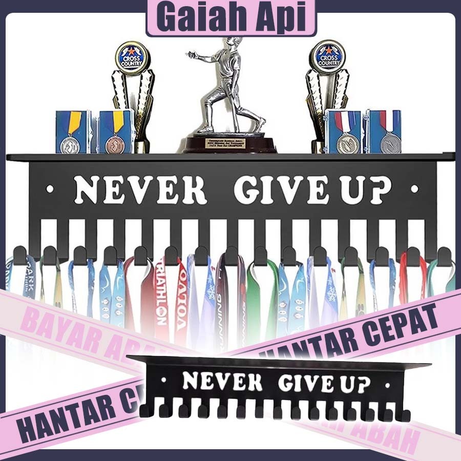 15-Hook Metal Medal Rack - Wall-Mounted Trophy Display Stand (Seamless Metal)