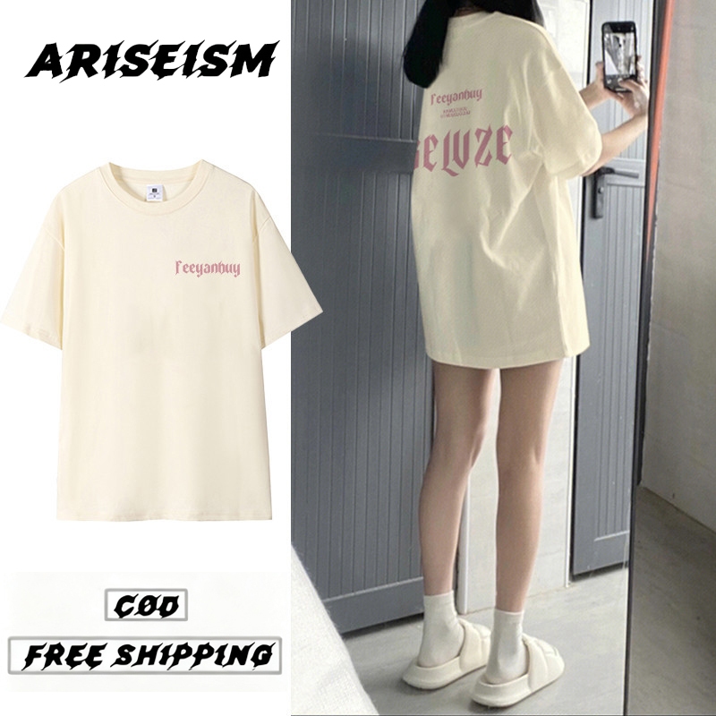 ARISEISM |unisex Style|100% Korean Oversize T-Shirt Woman Couple T Shirt College Style T-shirts OOTD【COD】2025新款印花t恤