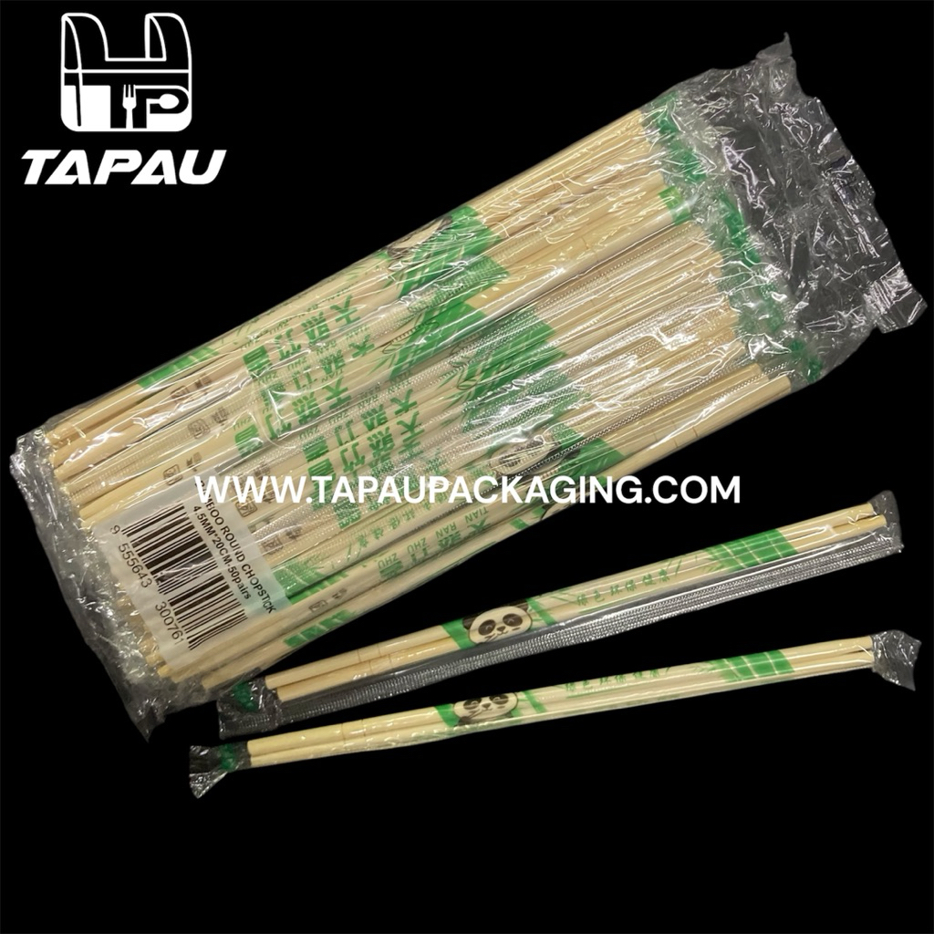 TAPAU - Hygienic Economy Chopstick / Green Panda Bamboo Chopstick / Disposable Bamboo Cutlery / 免洗筷子 [ 50 pairs +- ]