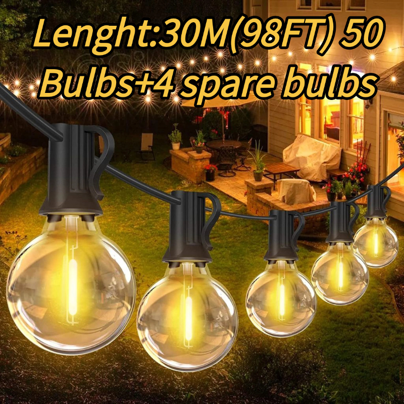 G40 String Lights Warm White LED Bulbs 3.7M/7.2M/11.6M/14.2M/30M Lamp light Fairy lights Christmas lights Camping lights