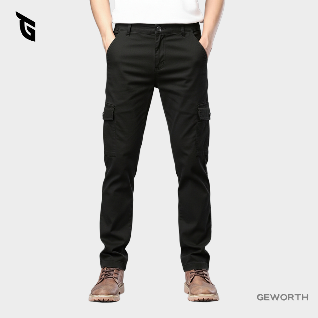 GEWORTH Men's Regular Fit Cargo Pants Size 28-40 Seluar Kargo Straight Cut Pockets Cargo Pants