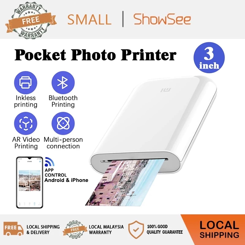 Xiaomi Pocket Photo Printer AR 300DPI ZINK Inkless Printer DIY Share Mini Picture (500mAh) 口袋照片打印机