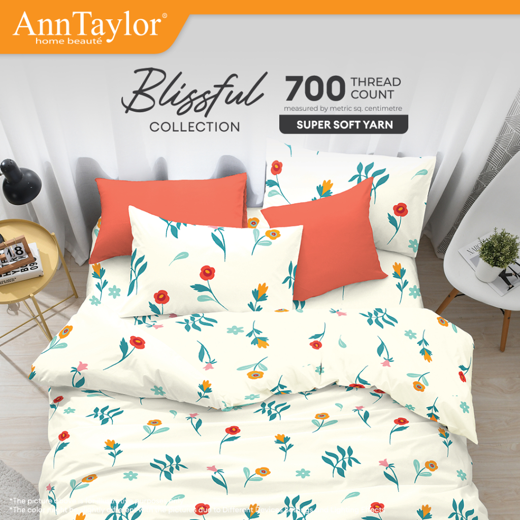 Ann Taylor Blissful Fitted Bedsheet Set | 700TC, Soft Yarn, Breathable & Cozy