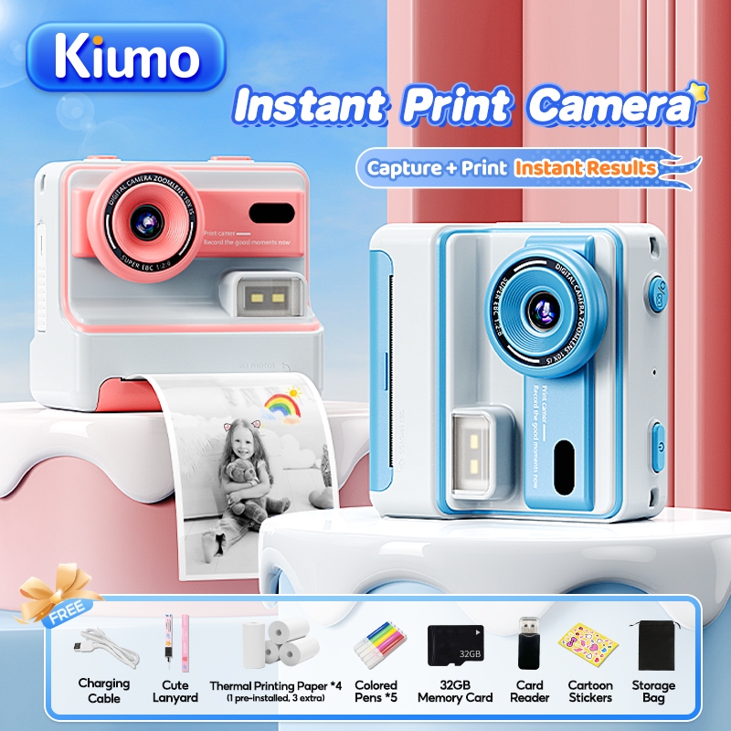Kiumo Kids Camera Instant Print 1080p Digital Camera For Kids With 32g Sd Card Instant Print Camera Children's gift