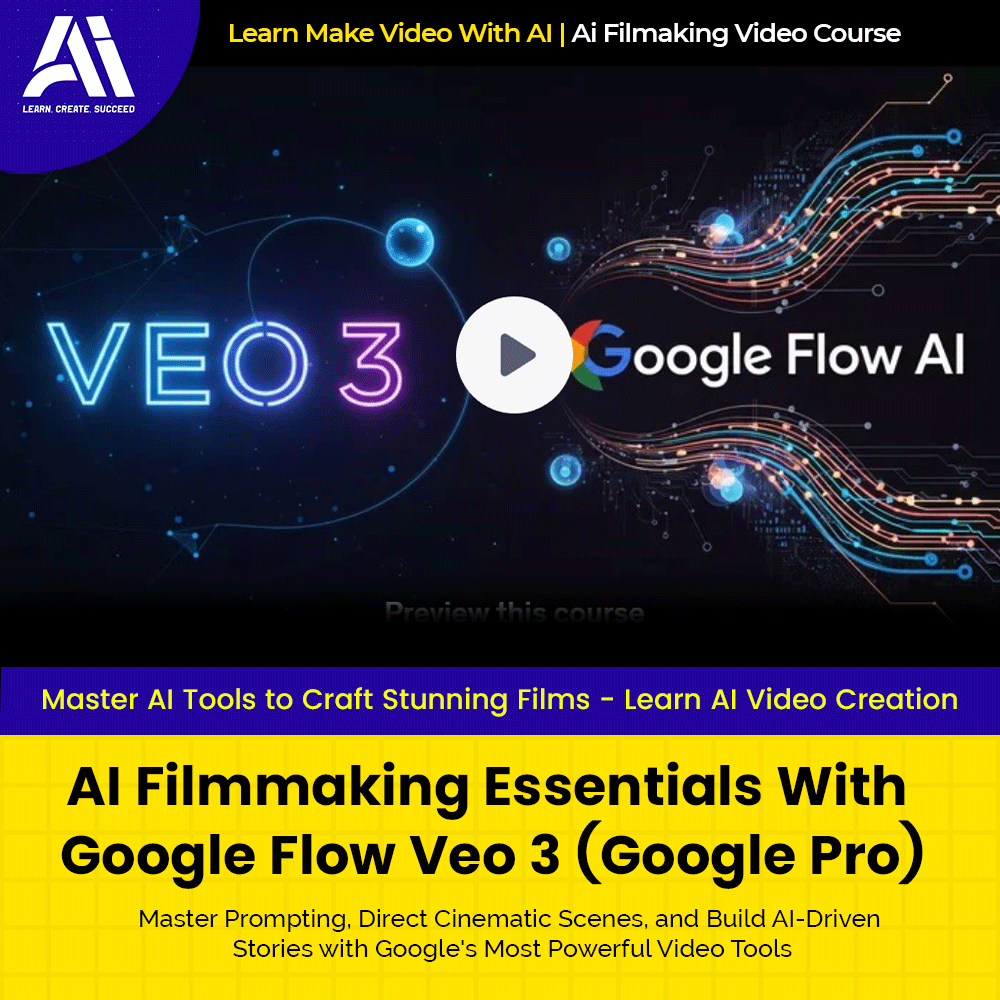 Video Course - AI Filmmaking Essentials With Google Flow Veo 3 (Google Pro) |  Ai Make Video | Make Video With AI