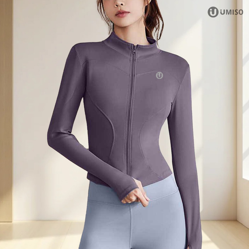 UMISO Women's Sports Jacket Yoga Top Gym Yoga Outdoor Riding Long Sleeve Jacket Fitness Top
